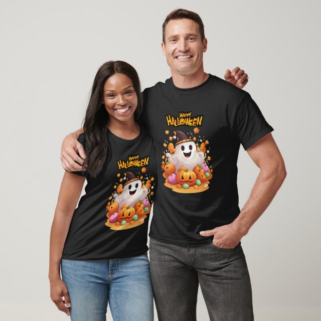 Halloween: Cute Spöken och Pumpkin Family T Shirt (Unisex)