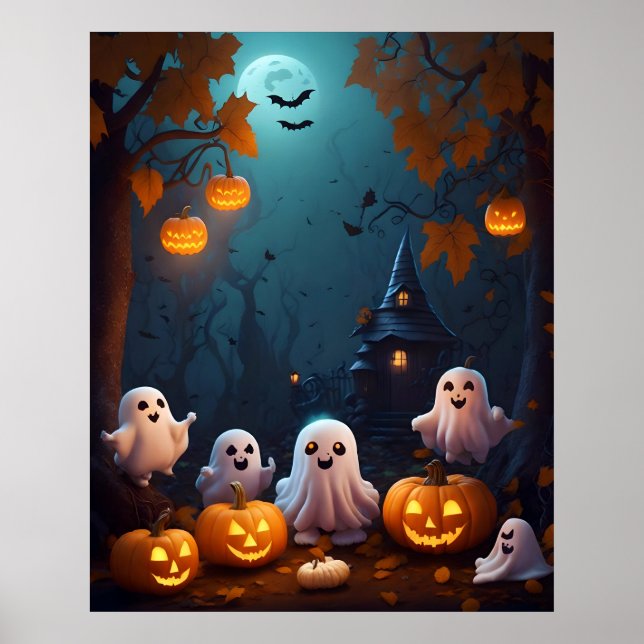 Halloween Cute Spöken Poster (Framsidan)
