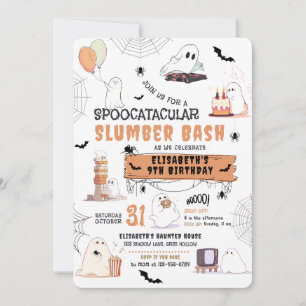 Halloween Cute Spöken Slumber Party Inbjudningar