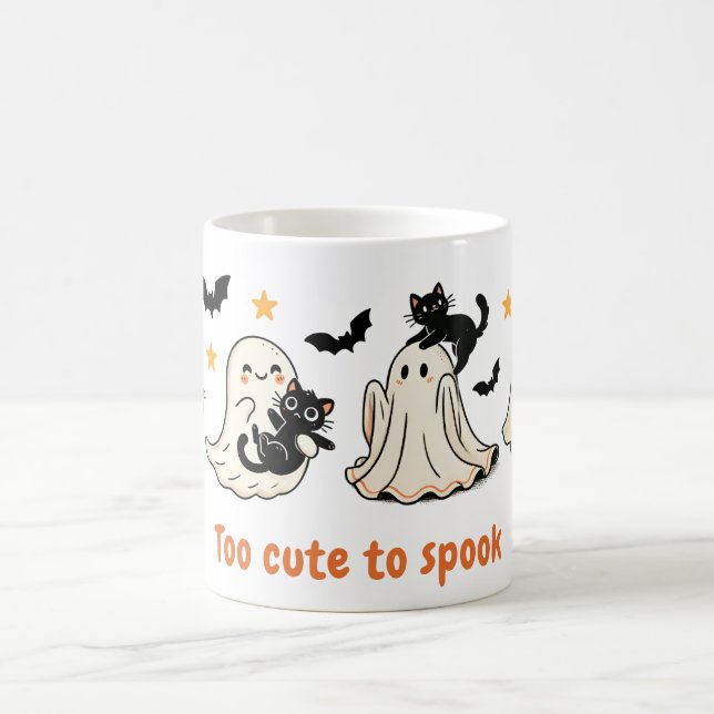 Halloween Cute Spooky Ghost Cat - Fall Gift Kaffemugg (Center)