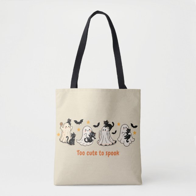Halloween Cute Spooky Ghost Cat - Fall Gift Tygkasse (Framsida)