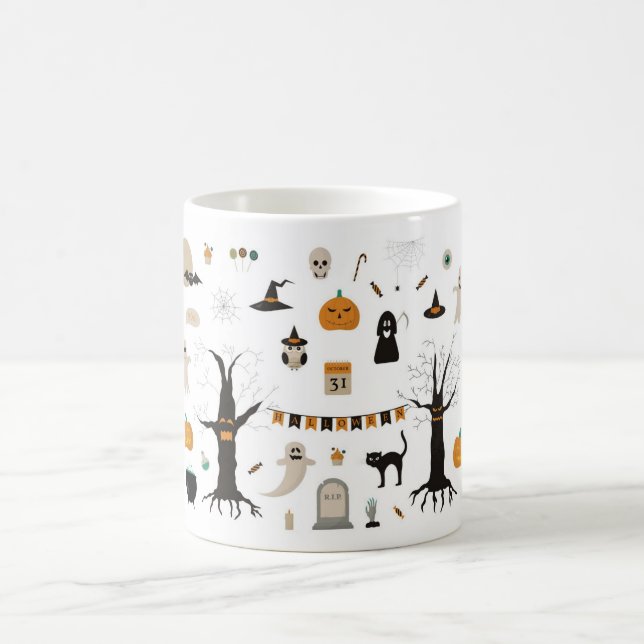 Halloween Cute Spooky Ghost Witch Pumpkin Kaffemugg (Center)