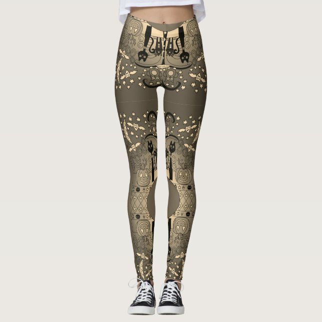 Halloween Cute & Spooky Leggings Neutralt Färg (Framsida)