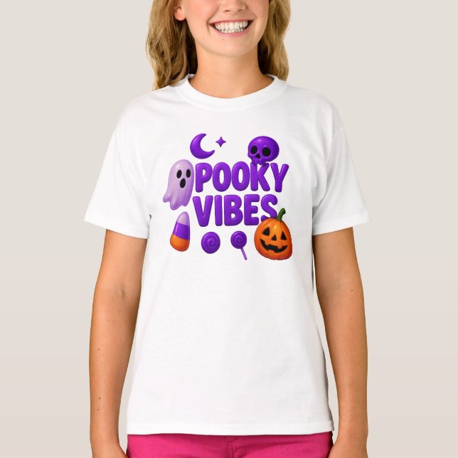Halloween Cute Spooky Vibes Clothes Unisex T Shirt (Framsida)