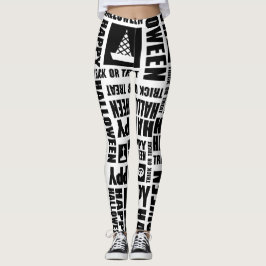 Halloween Cute Spooky Whimsical Black Mönster Leggings