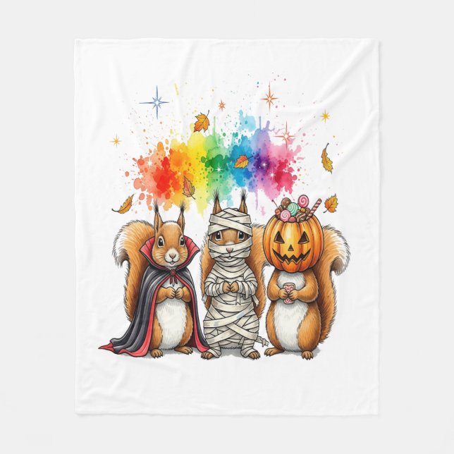 Halloween Cute Squirrels Costume Fleecefilt (Framsidan)