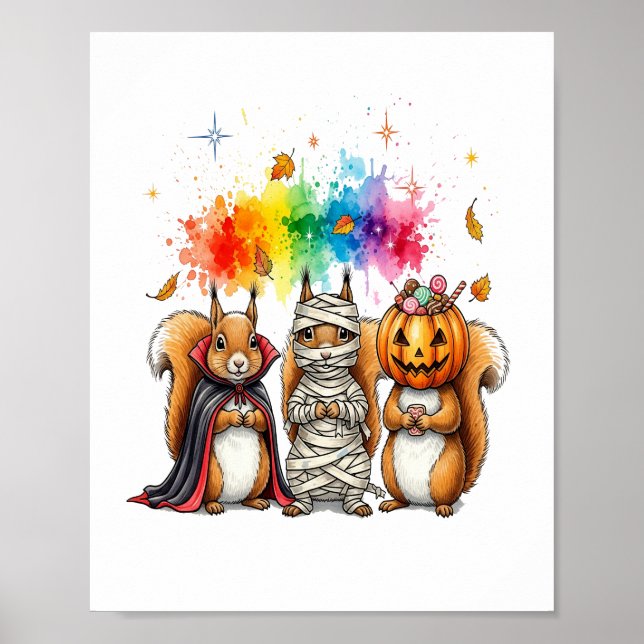 Halloween Cute Squirrels Costume Poster (Framsidan)