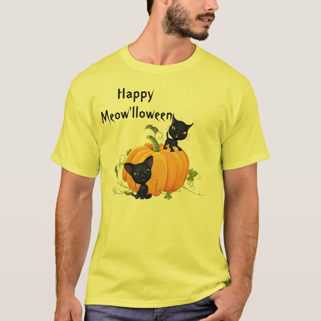 Halloween Cute Svarta katter Pumpkin Shirt T (Framsida)
