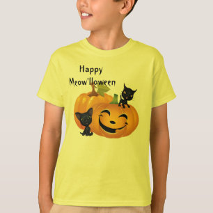 Halloween Cute Svarta katter Pumpkin Shirt T Shirt