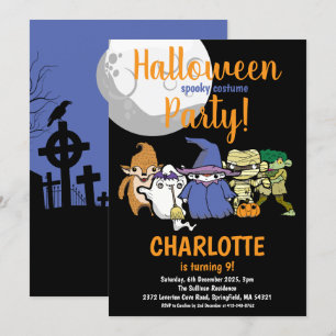 Halloween Cute-tecken Måne Barns födelsedag Party Inbjudningar
