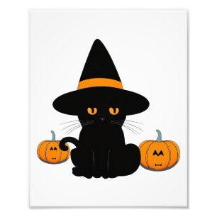 Halloween Cute Tecknad Friends, Black Baby Cat Fototryck