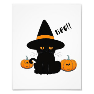 Halloween Cute Tecknad Friends, Black Baby Cat Fototryck