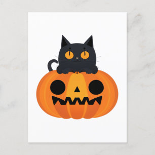 Halloween Cute Tecknad Friends, Black Baby Cat Helg Vykort