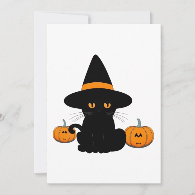 Halloween Cute Tecknad Friends, Black Baby Cat Julkort (Framsida)