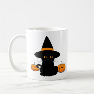 Halloween Cute Tecknad Friends, Black Baby Cat Kaffemugg