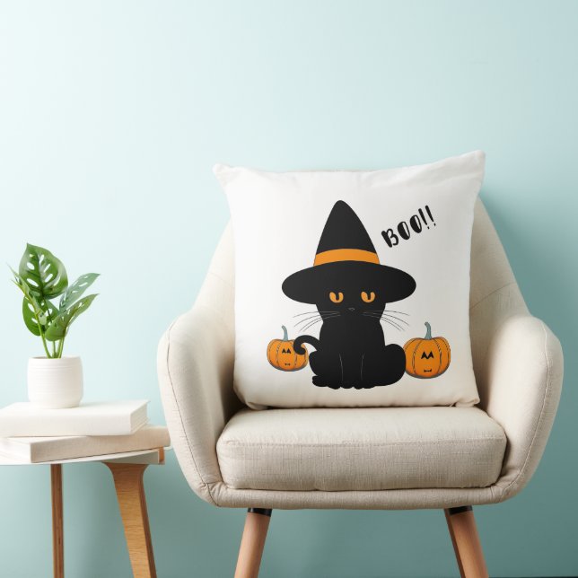 Halloween Cute Tecknad Friends, Black Baby Cat Kudde (Stol)