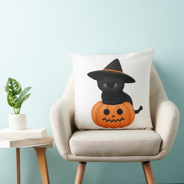 Halloween Cute Tecknad Friends, Black Baby Cat Kudde (Stol)