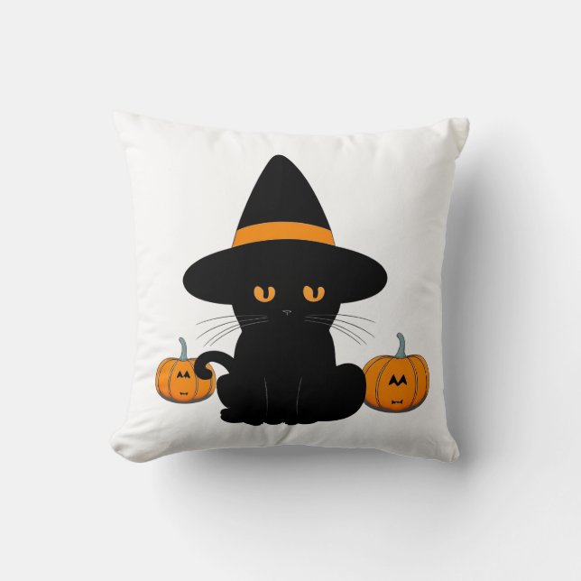 Halloween Cute Tecknad Friends, Black Baby Cat Kudde (Framsida)