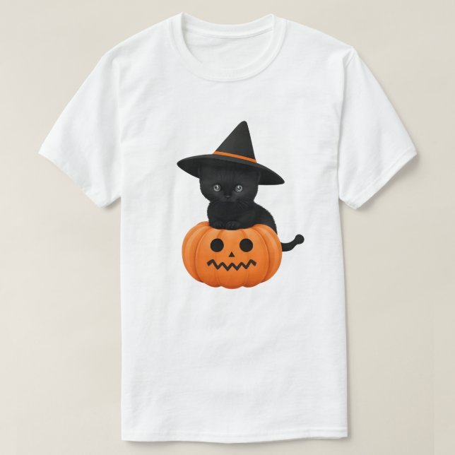 Halloween Cute Tecknad Friends, Black Baby Cat T Shirt (Design framsida)