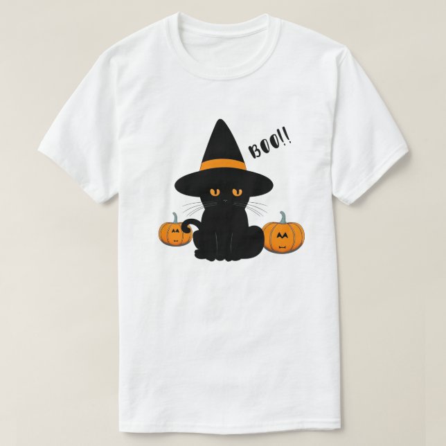 Halloween Cute Tecknad Friends, Black Baby Cat T Shirt (Design framsida)