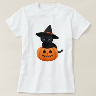 Halloween Cute Tecknad Friends, Black Baby Cat T Shirt