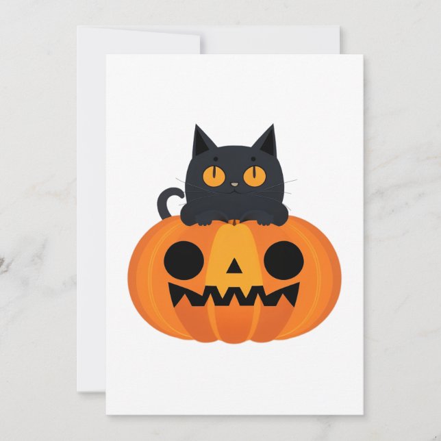 Halloween Cute Tecknad Friends, Black Baby Cat Tack Kort (Framsida)
