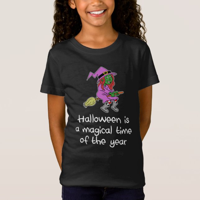 Halloween Cute Tecknad Witch T Shirt (Framsida)