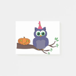 Halloween Cute Uggla och en Pumpkin Post-it Block