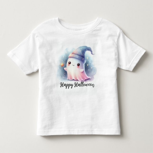 Halloween Cute Watercolor Ghost T Shirt (Framsida)