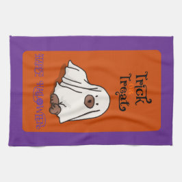 Halloween Cute Whimsical Ghost Hund Kökshandduk