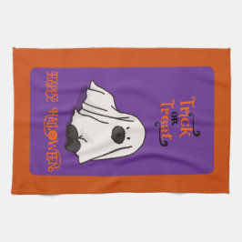 Halloween Cute Whimsical Ghost Hund Kökshandduk