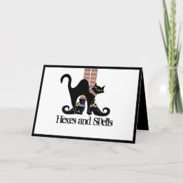 Halloween Cute Whimsical Witch Shoes Black Cat Kort