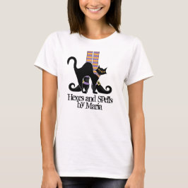 Halloween Cute Whimsical Witch Shoes Black Cat T Shirt