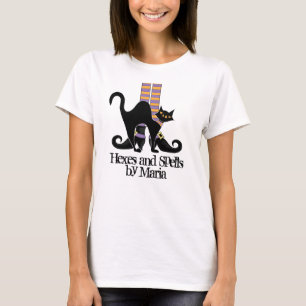 Halloween Cute Whimsical Witch Shoes Black Cat T Shirt