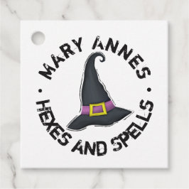 Halloween Cute Whimsical Witch Typography Gåvor Etiketter