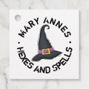 Halloween Cute Whimsical Witch Typography Gåvor Etiketter