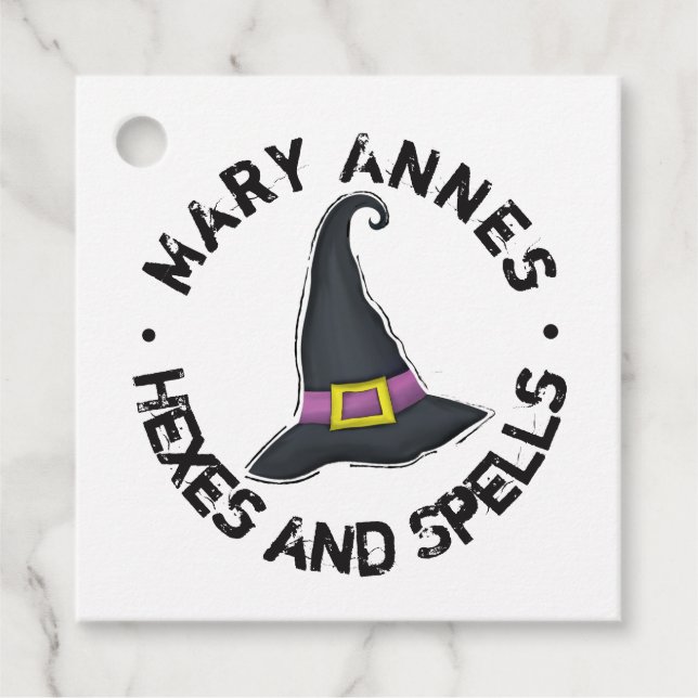 Halloween Cute Whimsical Witch Typography Gåvor Etiketter (Framsida)
