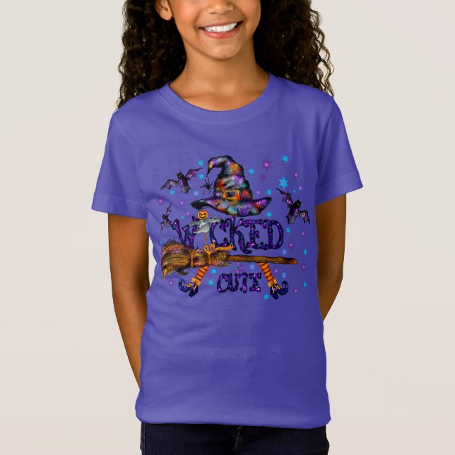 Halloween Cute Wicked Witch T Shirt (Framsida)