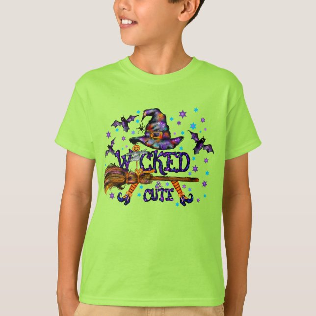 Halloween Cute Wicked Witch T Shirt (Framsida)