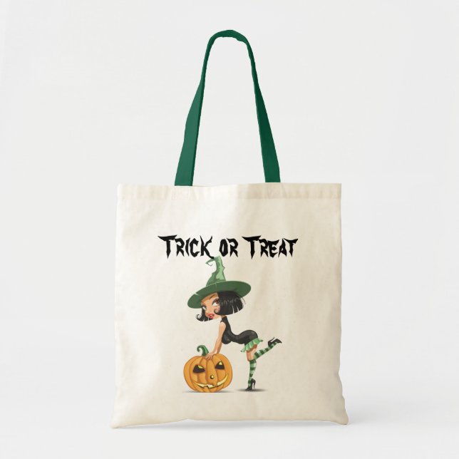 Halloween Cute Witch Bag Tygkasse (Framsidan)