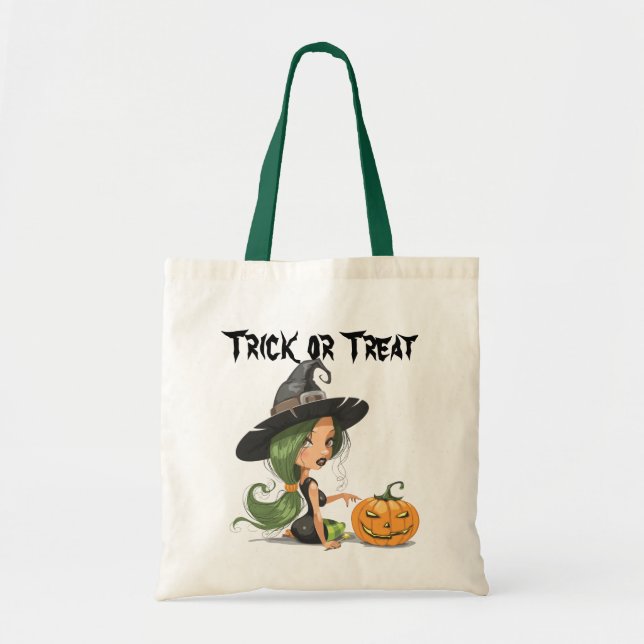Halloween Cute Witch Bag Tygkasse (Framsidan)