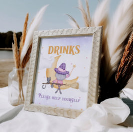 Halloween Cute Witch Birthday Drinks Pub Sign Poster