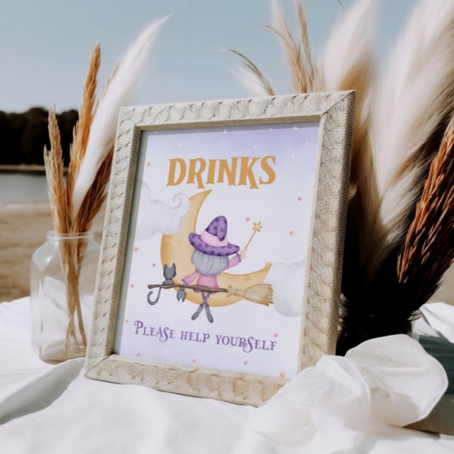 Halloween Cute Witch Birthday Drinks Pub Sign Poster (Skapare uppladdad)