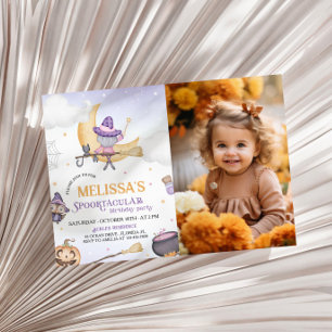 Halloween Cute Witch Birthday Spooktacular Party Inbjudningar