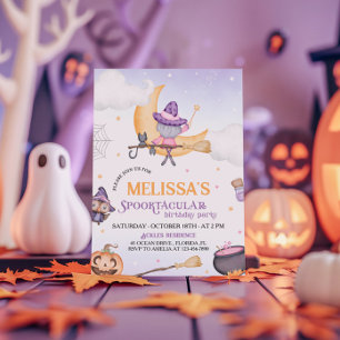 Halloween Cute Witch Födelsedagsfest Spooktacular Inbjudningar