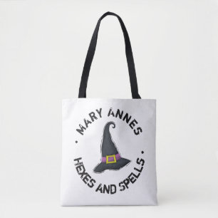 Halloween Cute Witch Hat Funny Typografi Tygkasse