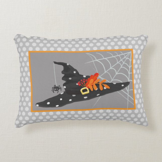 Halloween Cute Witch Hat Prydnadskudde (Framsidan)