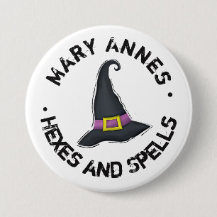 Halloween Cute Witch Hat Whimsical Spådomars Knapp
