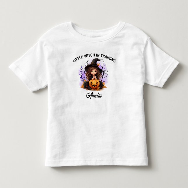 Halloween Cute Witch i Småbarn T-shirt (Framsida)