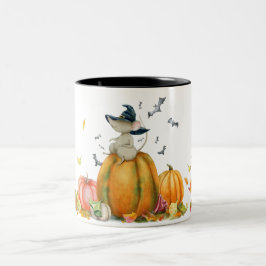 Halloween Cute Witch Mouse Två-Tonad Mugg